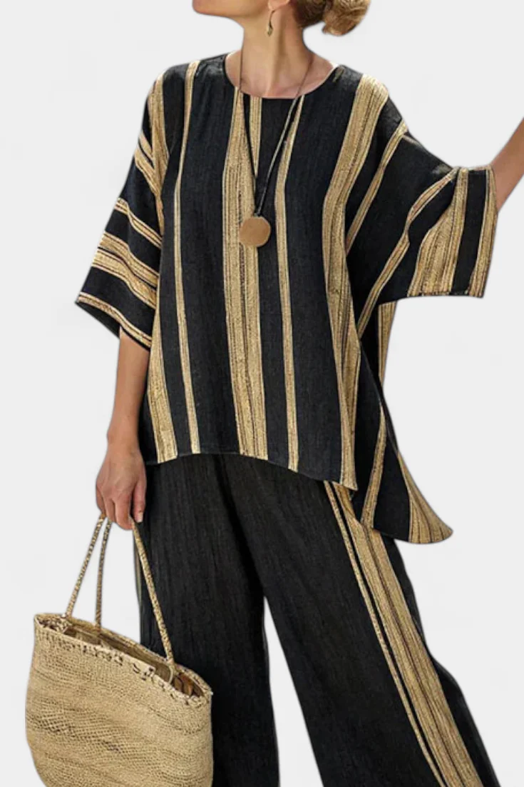 Tamara – bequeme oversized Streifenbluse und entspannte Leinenhose - Image 2