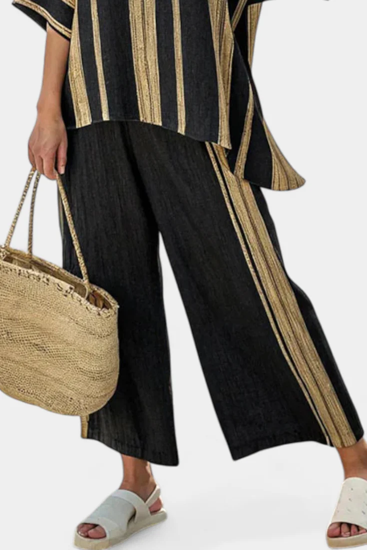 Tamara – bequeme oversized Streifenbluse und entspannte Leinenhose - Image 3