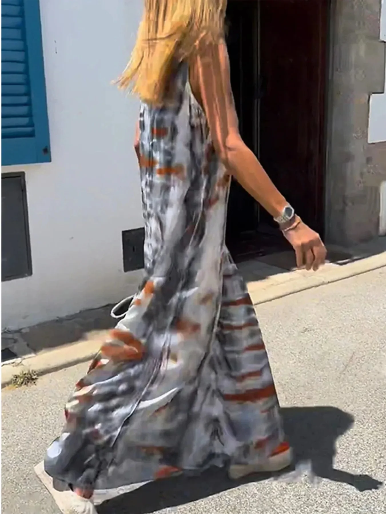 Tie-Dye V-Ausschnitt Maxi Cami Kleid - Image 2