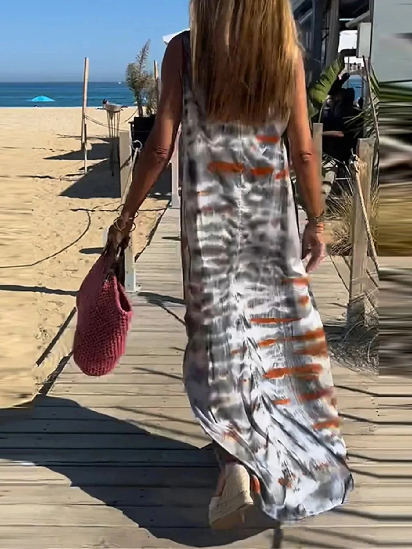 Tie-Dye V-Ausschnitt Maxi Cami Kleid - Image 3