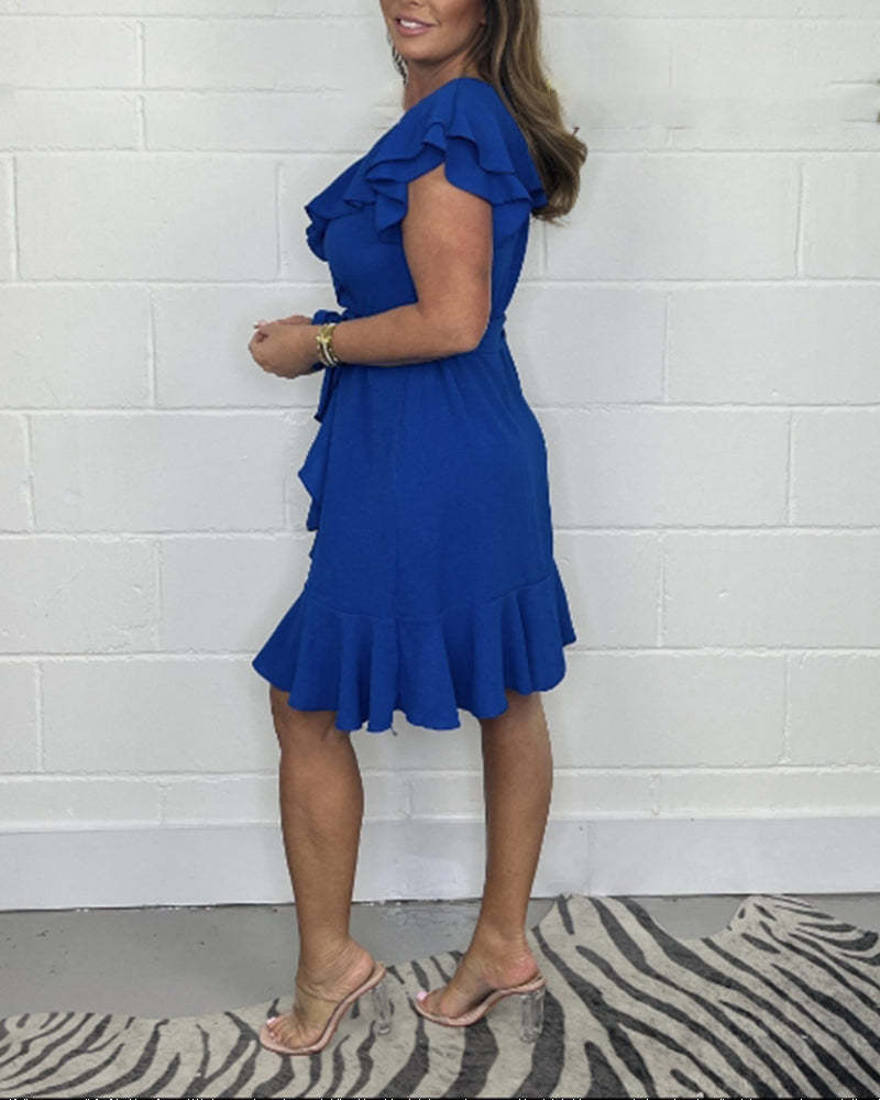Wilhelmina™ - Elegantes V-Ausschnitt Kleid mit Rüschenverzierungen - Image 8