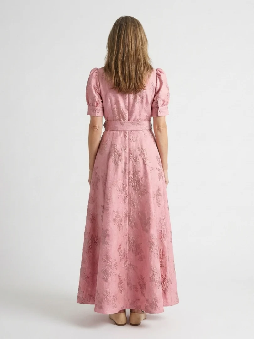 Xanthea | Kurzärmeliges, tailliertes, blumenstrukturiertes Maxikleid - Image 3