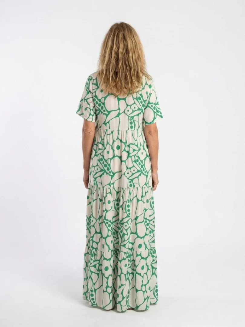 Zuleika | Kurzärmliges V-Ausschnitt Blumen-Midi-Kleid - Image 3